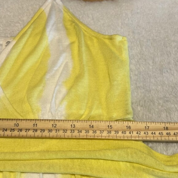 Anthropologie Moth Yellow White Sundress Spaghetti Strapped Midi Dress Sz L - Picture 11 of 12